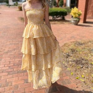 Floral midi dress with ruffle tiers